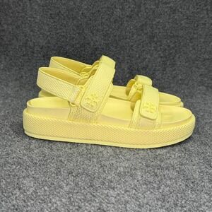 Tory Burch Kira Sport Sandals Women's 9 Yellow Hook‎ Look Strap Summer Beach